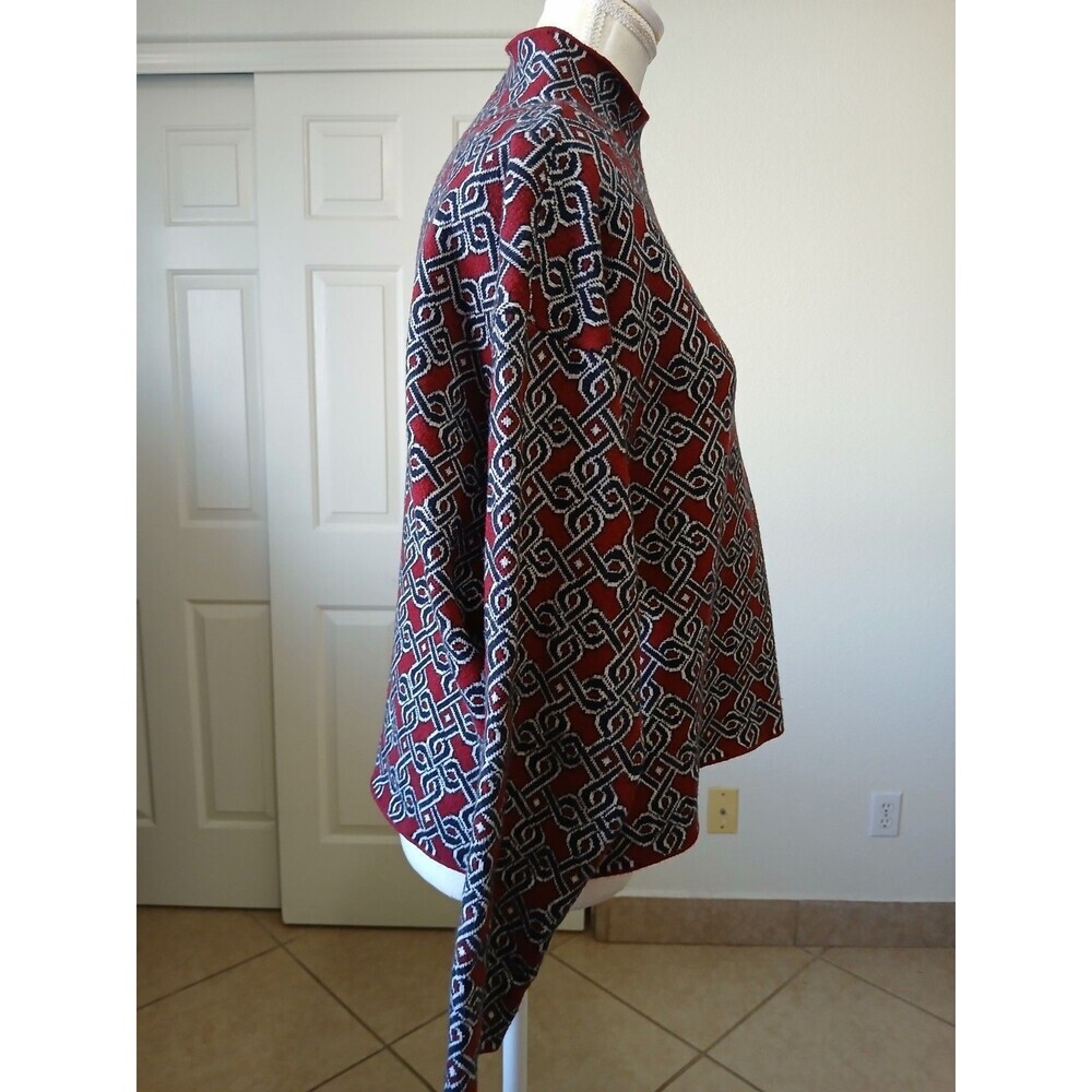Anthropologie Maeve Sweater Size Small Red Geometric Long Sleeve Mock Neck - Picture 4 of 15